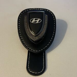 Hyundai Sunglass Holder for Car with Logo Black PU Leather NWT